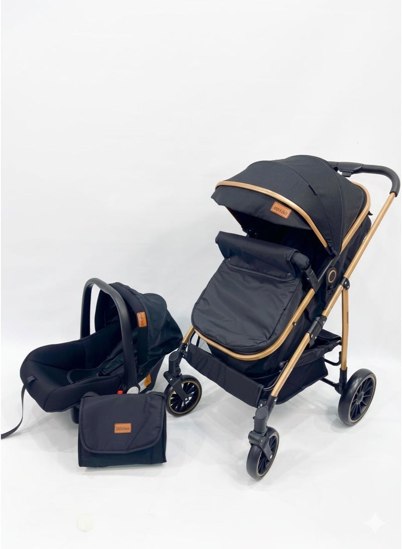 DEHKAH 4-in-1 Stroller Travel System – Stroller, carry-cot , Car Seat & Stylish Mommy Bag - Image 2